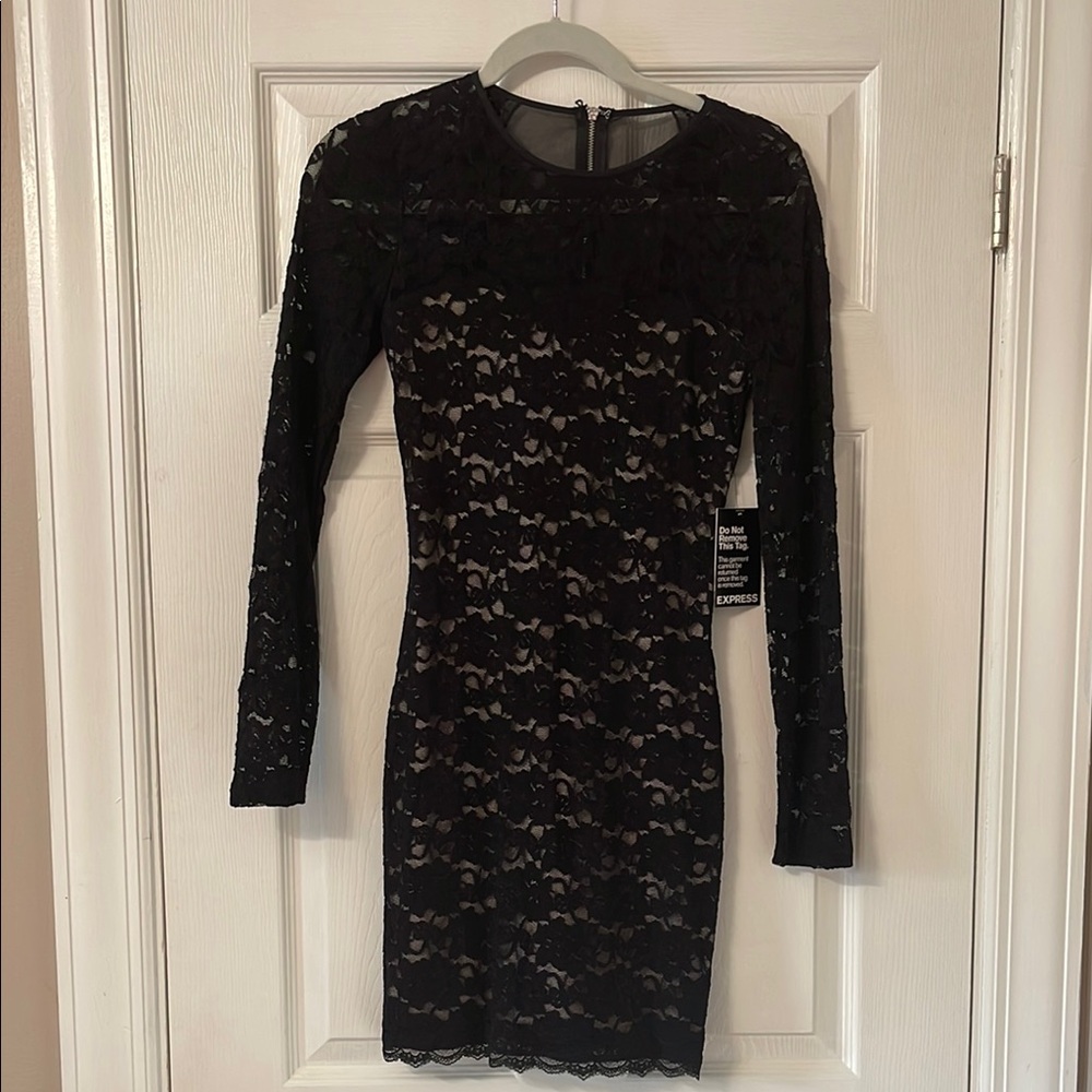 NWT Express Black Long Sleeve Bodycon Dress SIZE XS